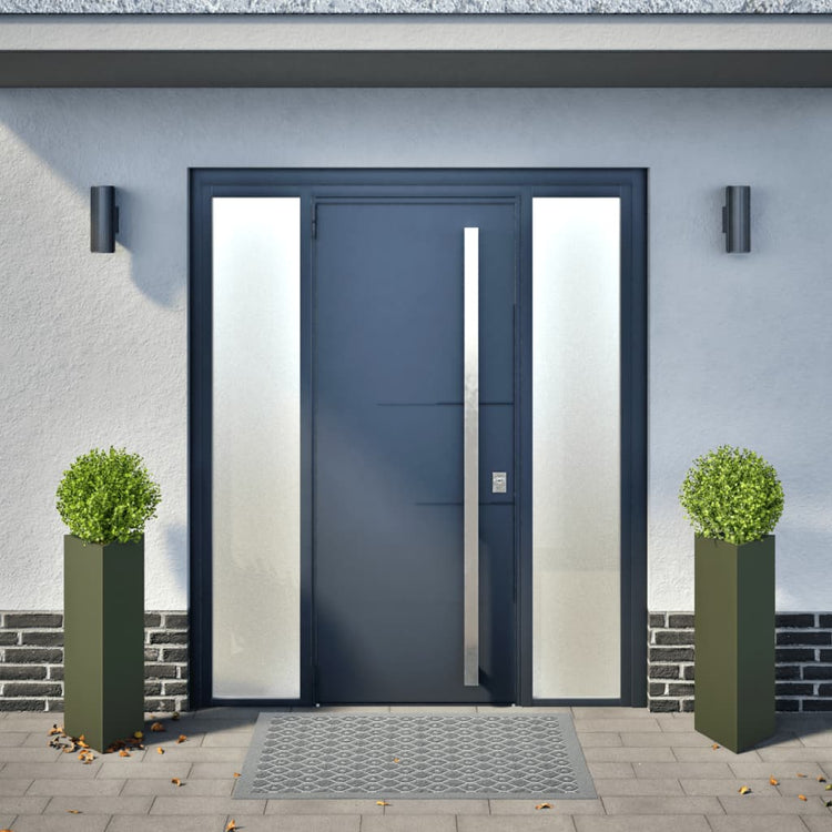 VIDAXL -Pflanzer 2 ST -Dreieck 30x26x75 cm Stahl Olivengrün