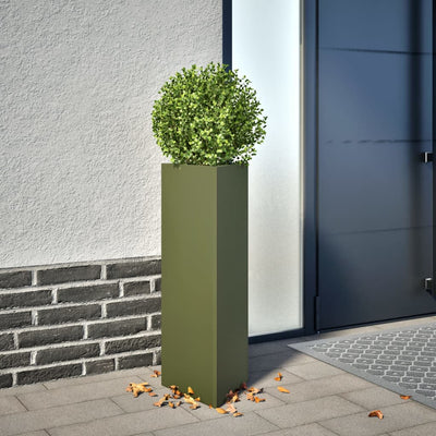 VIDAXL -Pflanzer 2 ST -Dreieck 30x26x75 cm Stahl Olivengrün