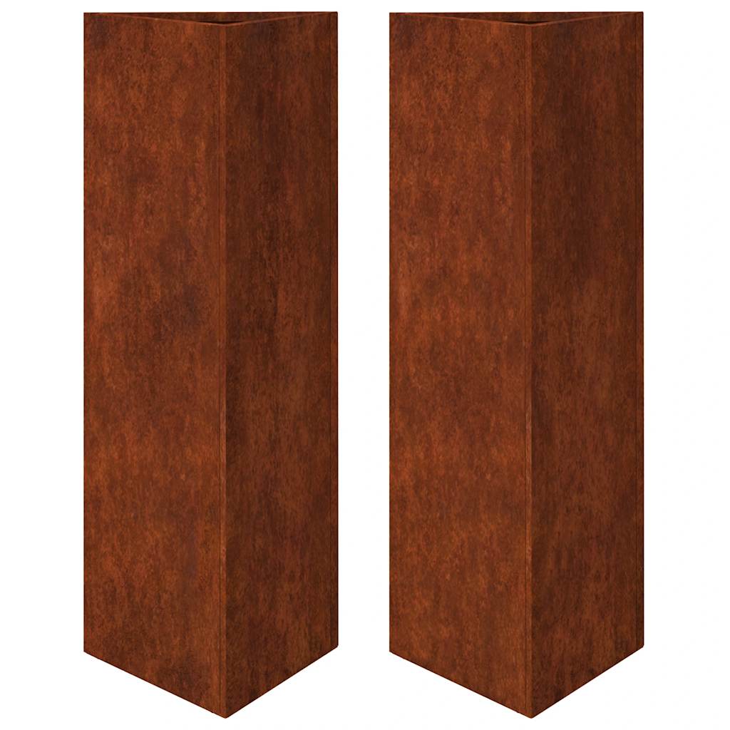 VIDAXL PLANTERS 2 ST TRIangular 30x26x75 cm Wetterstahl