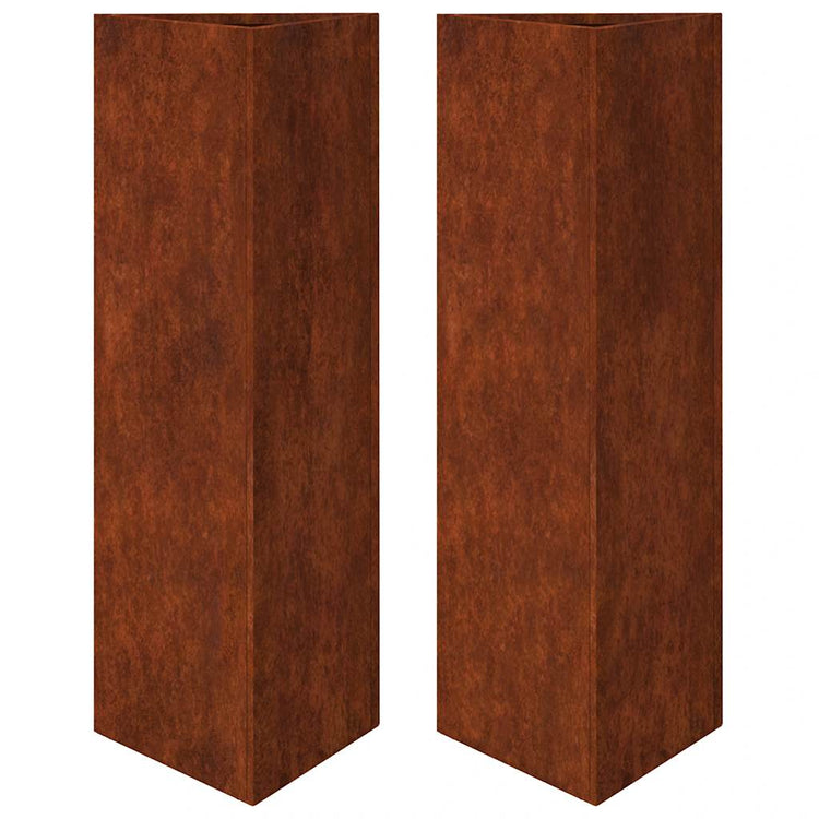 VIDAXL PLANTERS 2 ST TRIangular 30x26x75 cm Wetterstahl