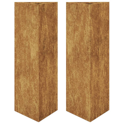 VIDAXL PLANTERS 2 ST TRIangular 30x26x75 cm Wetterstahl