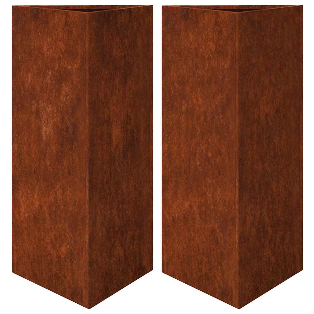 Vidaxl Pflanzer 2 ST Dreieck 40x40x75 cm Wetterstahl