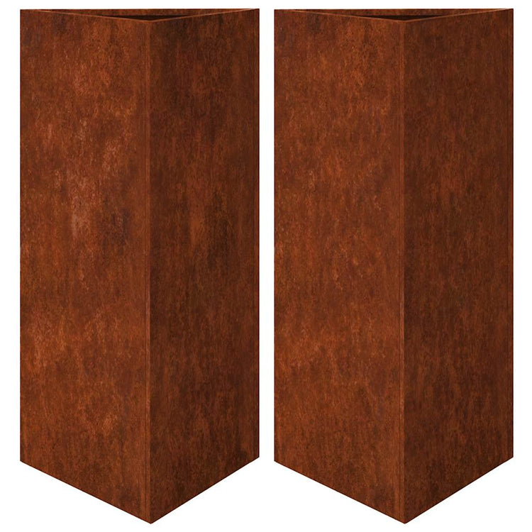 Vidaxl Pflanzer 2 ST Dreieck 40x40x75 cm Wetterstahl