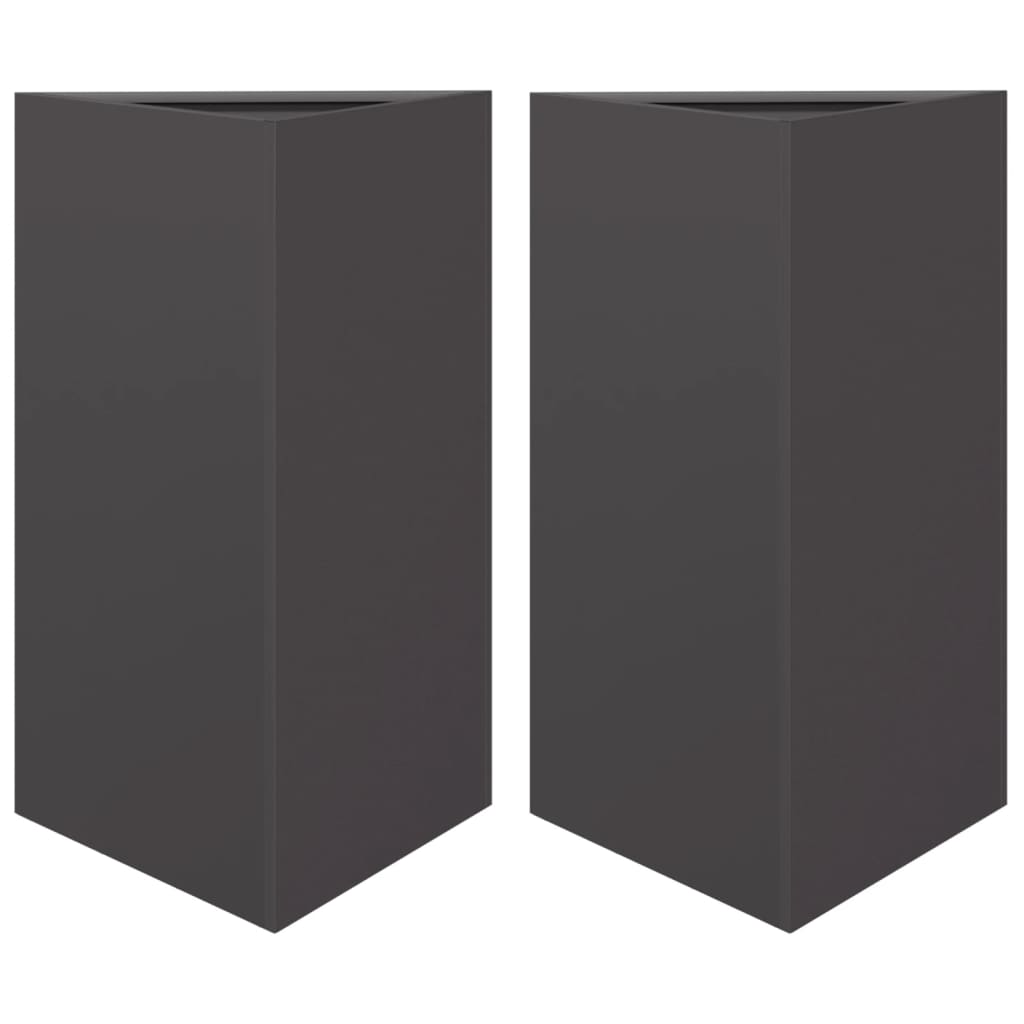 Vidaxl Pflanzer 2 ST Dreieck 50x43x75 cm Stahl Schwarz