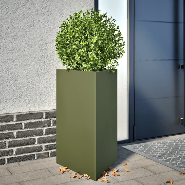 VIDAXL -Pflanzer 2 ST -Dreieck 50x43x75 cm Stahl Olivengrün