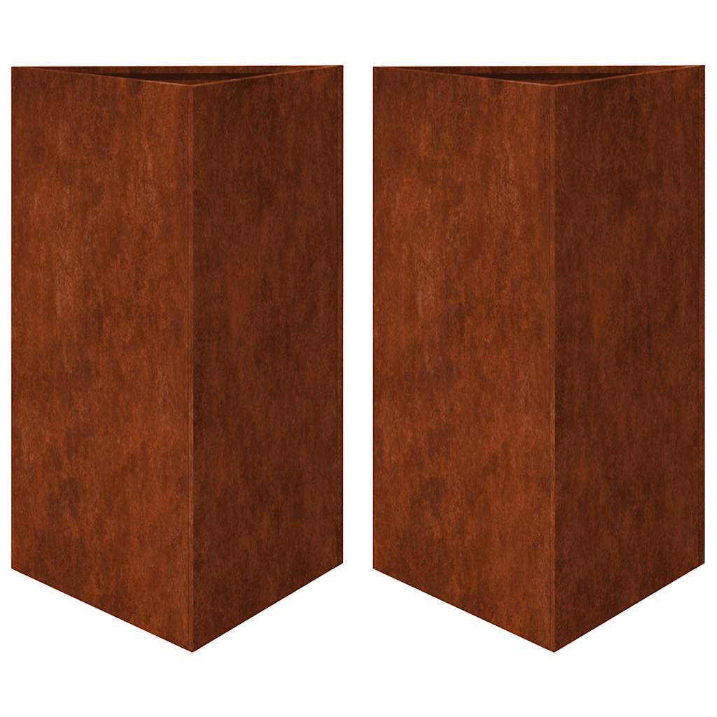 VIDAXL PLANTERS 2 ST TRIANCULAR 50 x 43 x 75 cm Wetterstahl