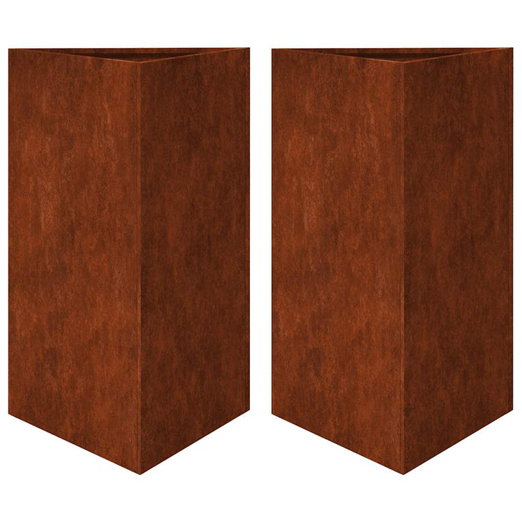 VIDAXL PLANTERS 2 ST TRIANCULAR 50 x 43 x 75 cm Wetterstahl