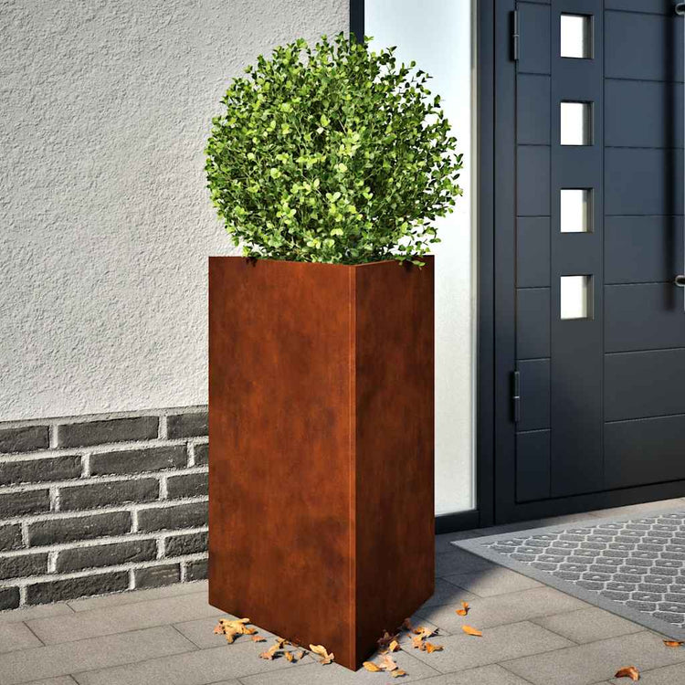 VIDAXL PLANTERS 2 ST TRIANCULAR 50 x 43 x 75 cm Wetterstahl