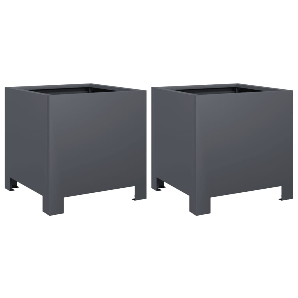 VIDAXL -Pflanzer 2 ST 30x30x30 cm Stahl Anthrazit -geläutet