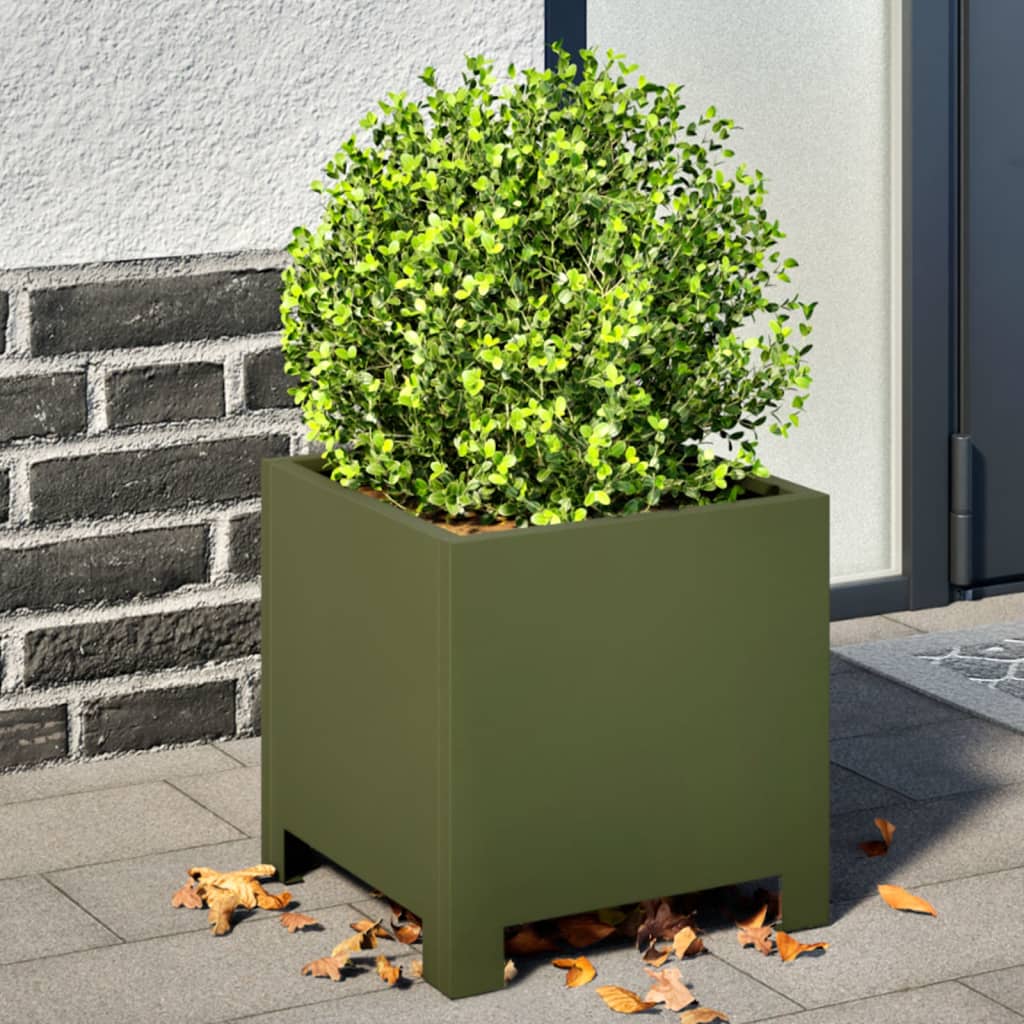 VIDAXL -Pflanzer 2 ST 30x30x30 cm Stahl Olivengrün