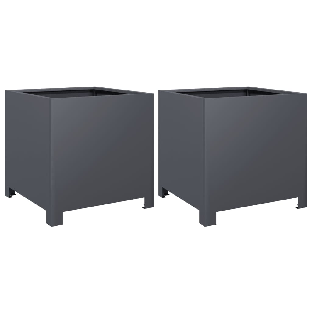 VIDAXL -Pflanzer 2 ST 40x40x40 cm Stahl Anthrazit -geläutet