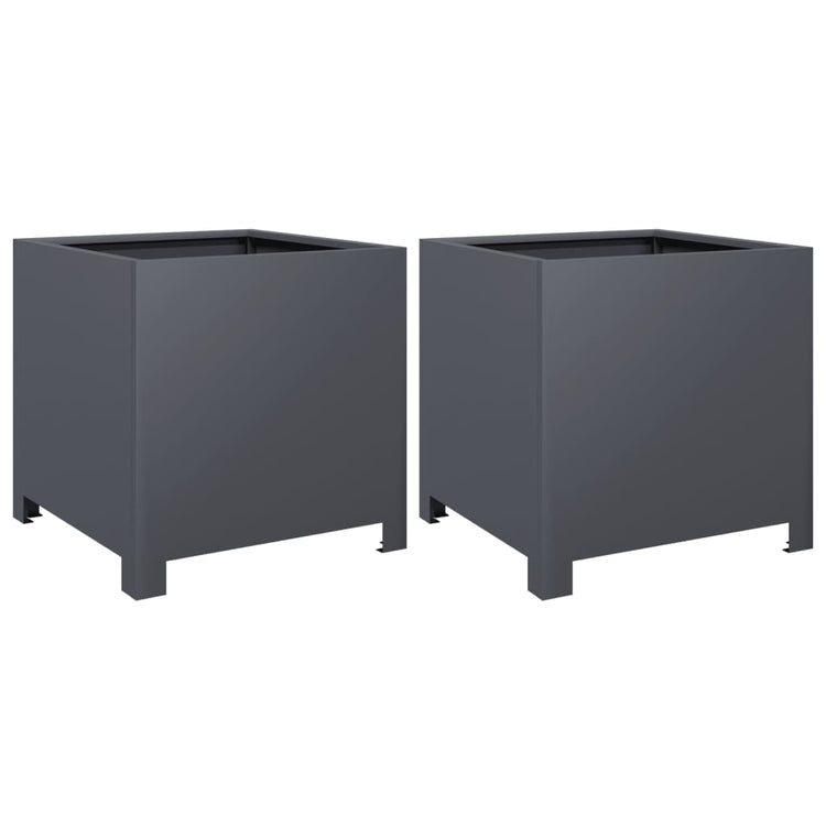 VIDAXL -Pflanzer 2 ST 40x40x40 cm Stahl Anthrazit -geläutet