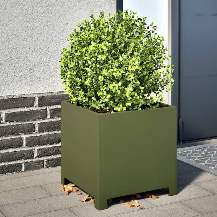 VIDAXL -Pflanzer 2 ST 40x40x40 cm Stahl Olivengrün