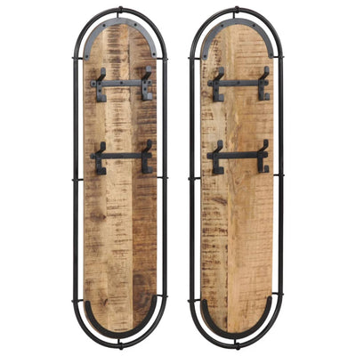 Vidaxl Wandhaube Stern 2 ST mit 4 Haken solide raue Mangowood