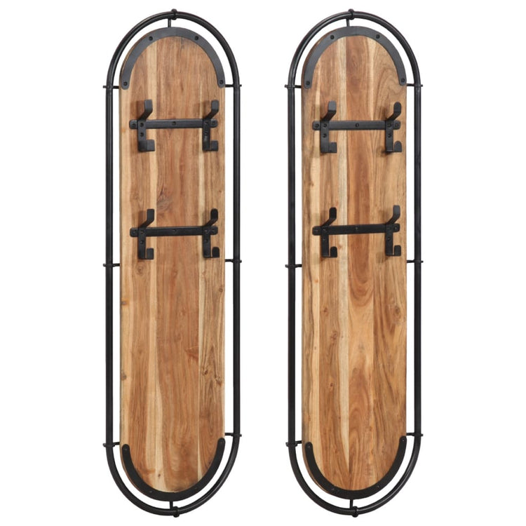 Vidaxl Wandhaube Stern 2 ST mit 4 Haken fester Akaziahout