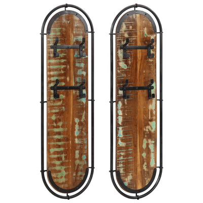 Vidaxl Wandhaube Stellen 2 ST mit 4 Haken fester recyceltes Holz