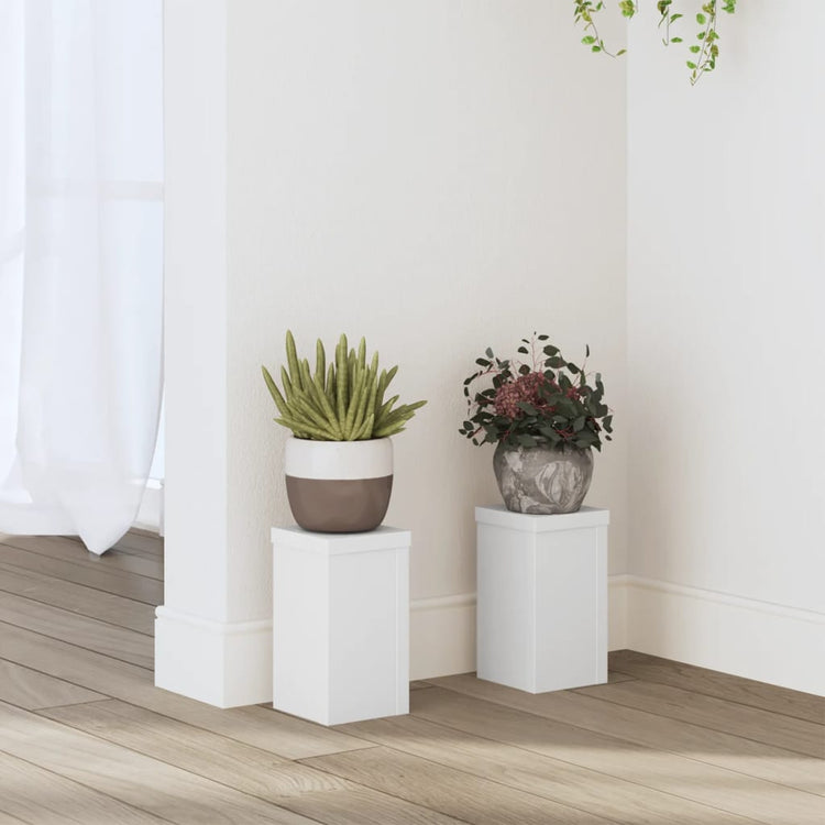 VIDAXL -Anlagenstandards 2 PCs 10x10x18 cm verarbeitetes Holz weiß