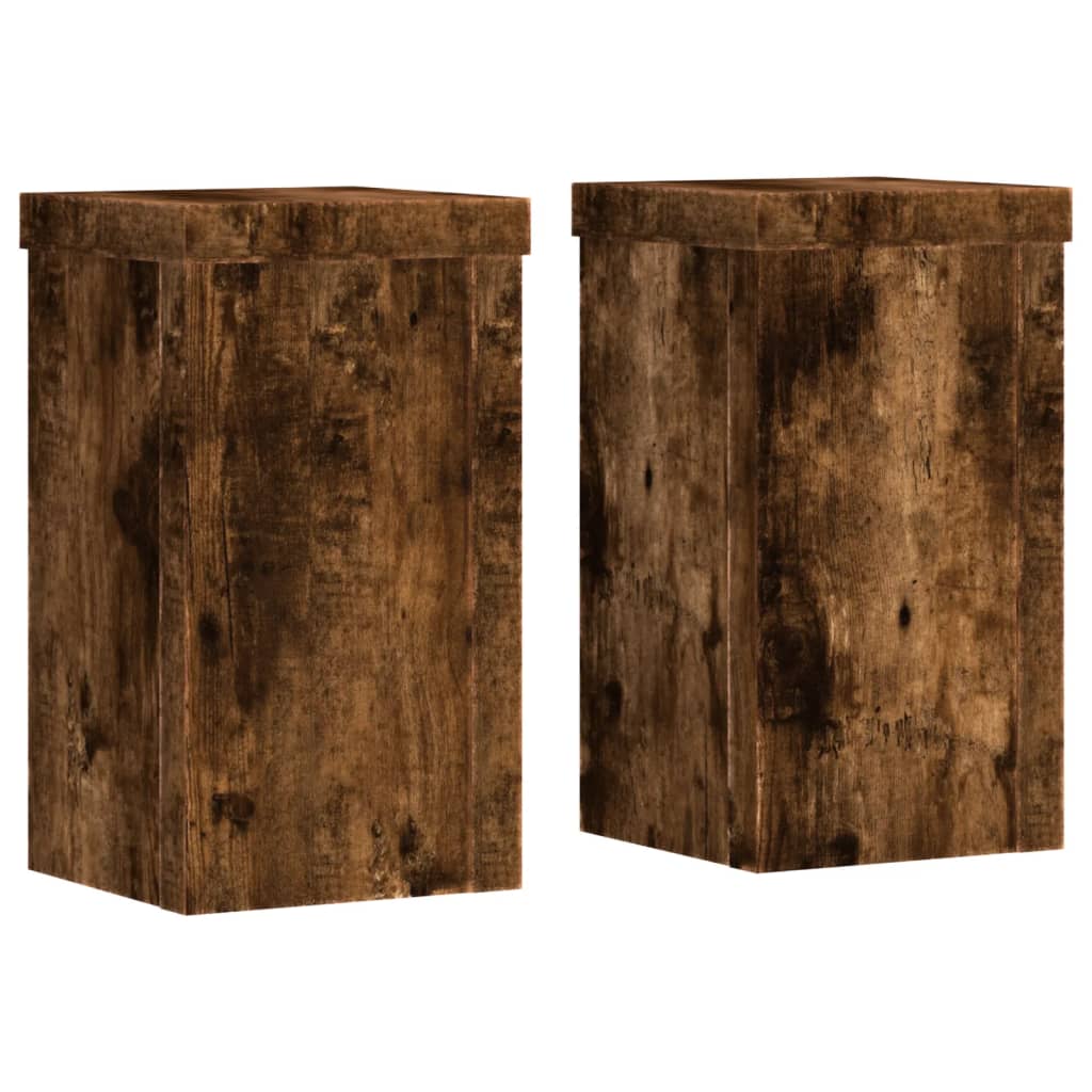 VIDAXL -Pflanzenstandards 2 PCs 10x10x18 cm verarbeiteter Holzgeräuchchen -Eiche