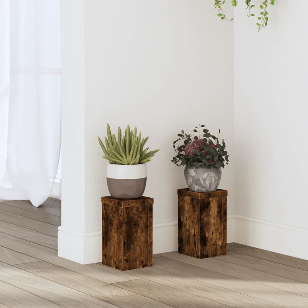 VIDAXL -Pflanzenstandards 2 PCs 10x10x18 cm verarbeiteter Holzgeräuchchen -Eiche