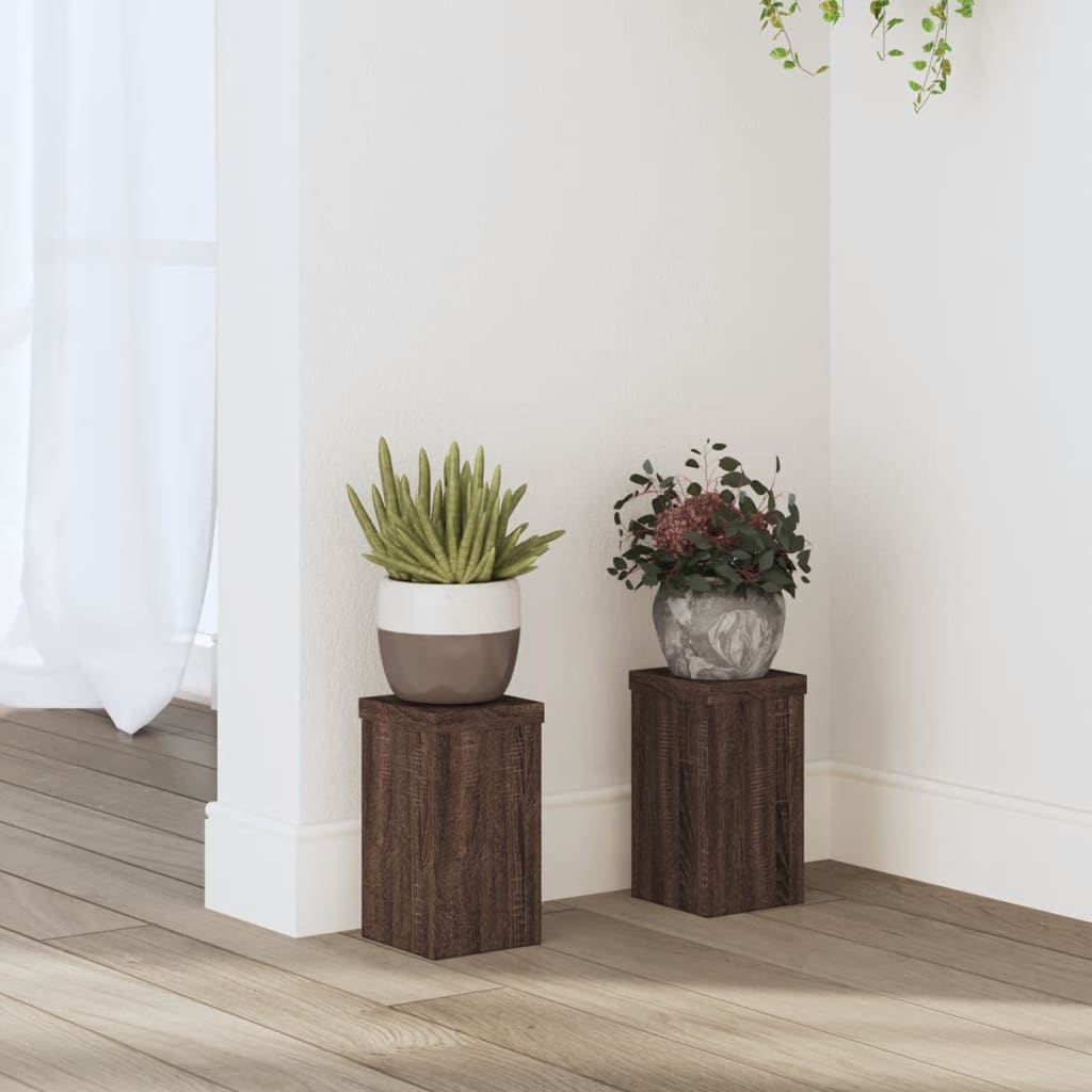 VIDAXL -Pflanzenstandards 2 ST 10x10x18 cm verarbeitete Holzbraune -Eiche