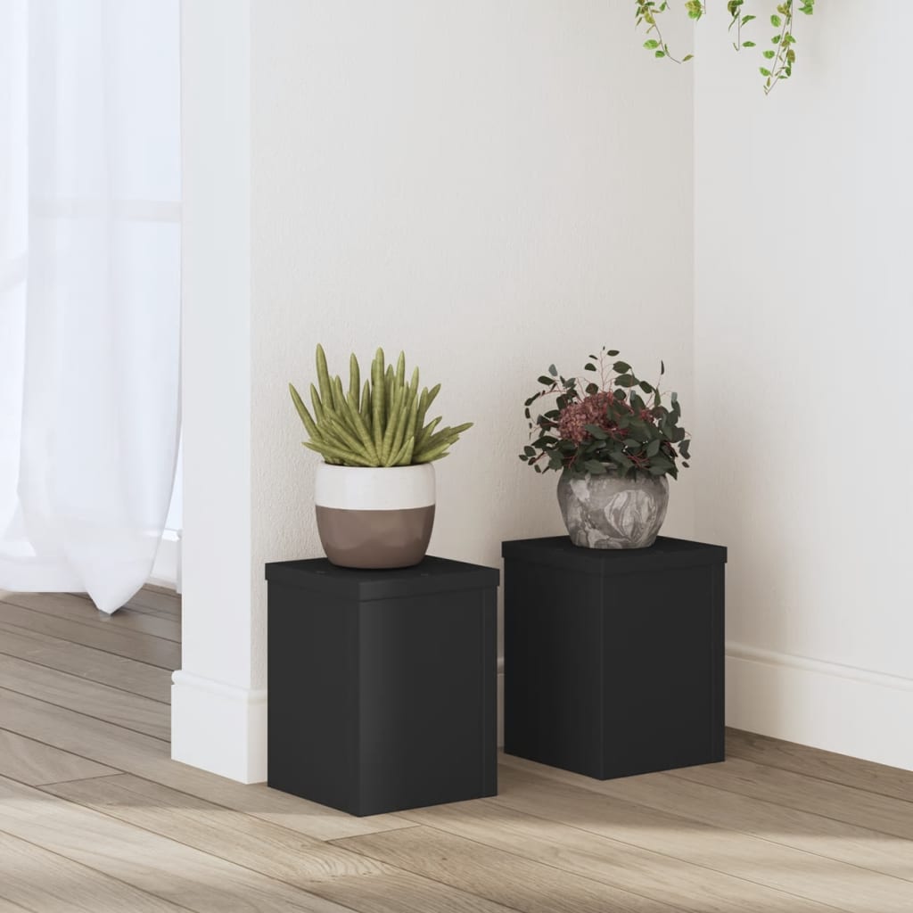 VIDAXL -Pflanzenstandards 2 ST 15x15x20 cm verarbeitetes Holz schwarz