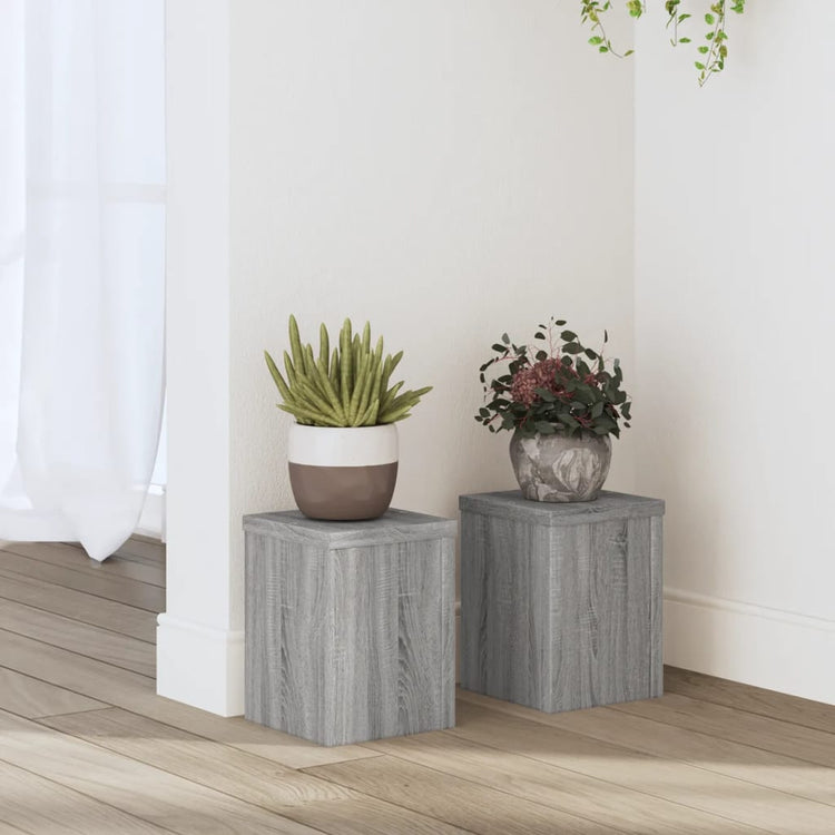 VIDAXL -Anlagenstandards 2 PCs 15x15x20 cm verarbeitetes Holzgrau Sonoma