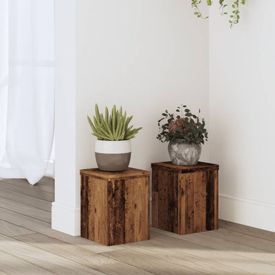 VIDAXL -Pflanzenstandards 2 ST 15x15x20 cm verarbeitetes Holz Oldholz gefärbt