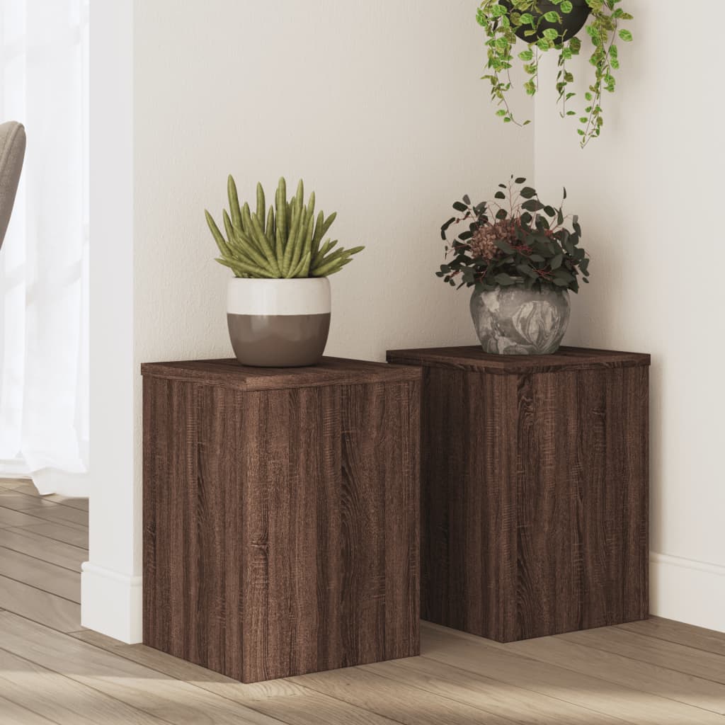 VIDAXL -Pflanzenstandards 2 ST 25x25x35 cm verarbeitete Holzbraune -Eiche