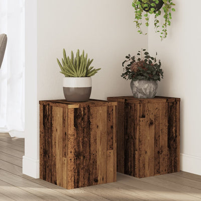 Vidaxl Pflanzständer 2 ST 25x25x35 cm verarbeitetes Holz altes Holzfarbe