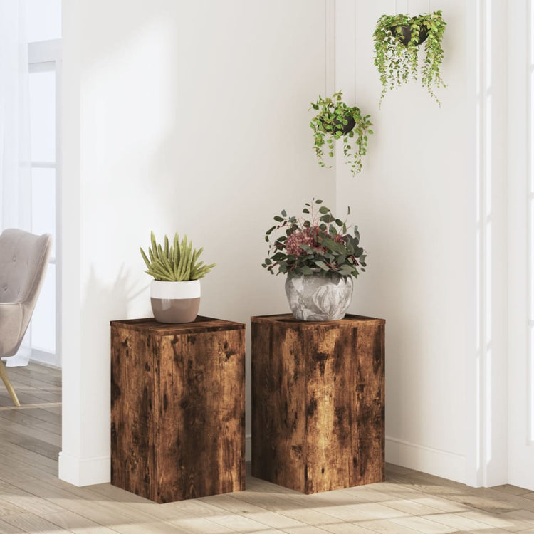 VIDAXL -Pflanzenstandards 2 ST 30x30x50 cm Propertiertes Holzgeräuchchen -Eiche