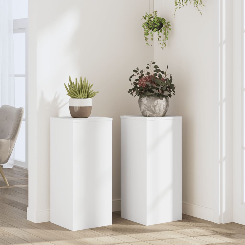 Vidaxl -Pflanzständer 2 PCs 30x30x70 cm verarbeitetes Holz weiß