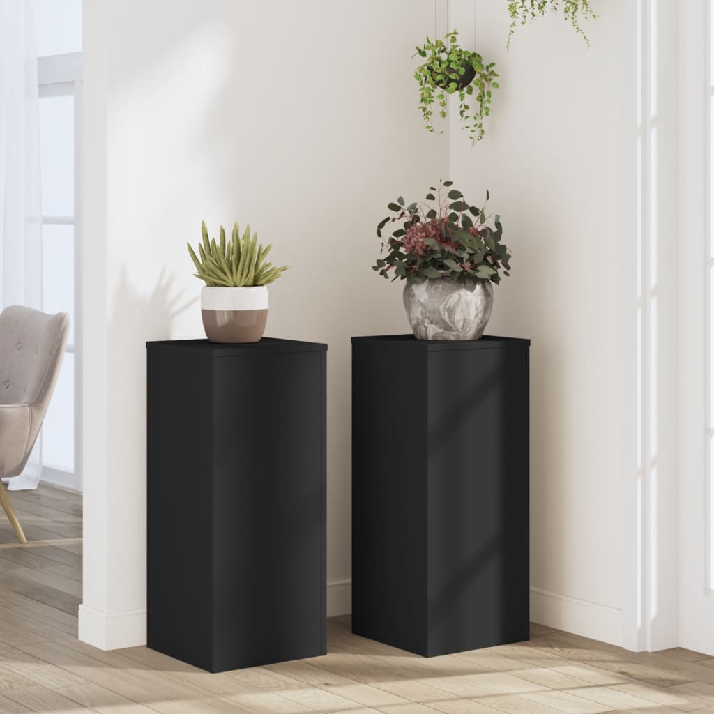 VIDAXL -Pflanzenstandards 2 ST 30x30x70 cm verarbeitetes Holz schwarz