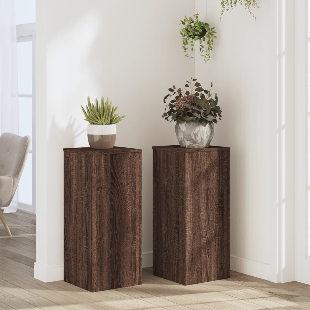 VIDAXL -Pflanzenstandards 2 ST 30x30x70 cm verarbeitete Holzbraune Eiche