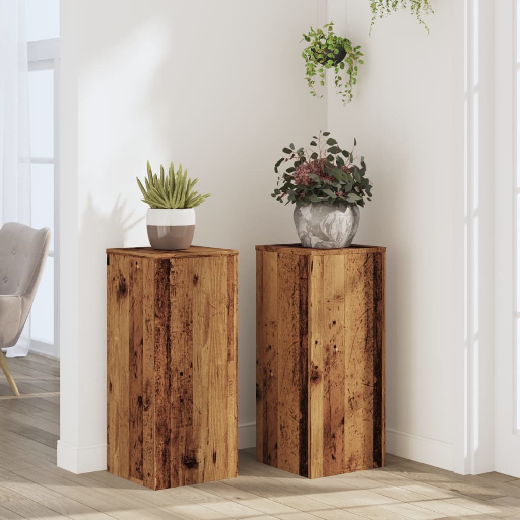 VidaXL Pflanzenständer 2 Stück 30x30x70 cm behandeltes Holz, altholzfarben