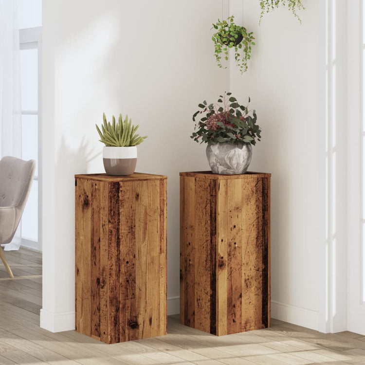 VidaXL Pflanzenständer 2 Stück 30x30x70 cm behandeltes Holz, altholzfarben