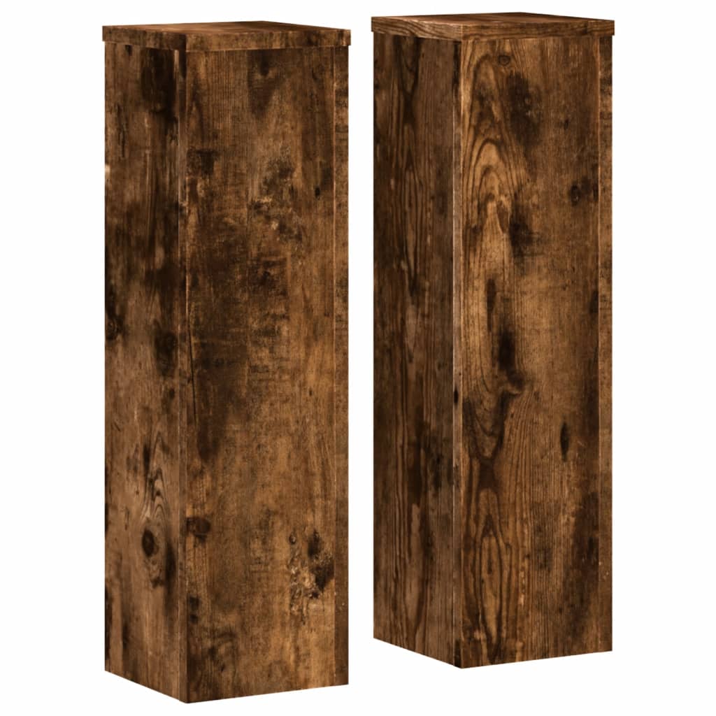 Vidaxx Pflanzenständer 2 Stück 17x17x60 cm verarbeitetes Holz geräucherte Eiche