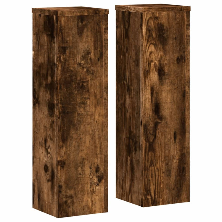 Vidaxx Pflanzenständer 2 Stück 17x17x60 cm verarbeitetes Holz geräucherte Eiche