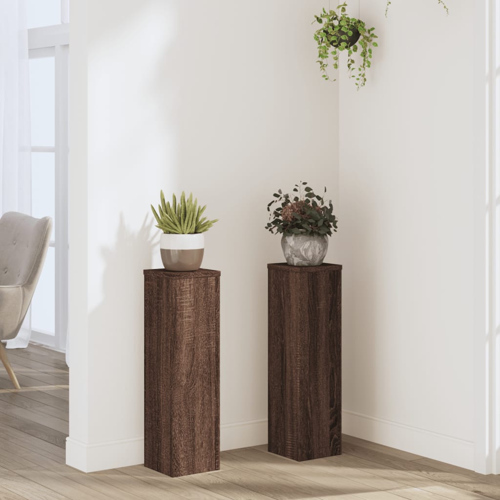 VIDAXL -Pflanzenstandards 2 ST 17x17x60 cm verarbeitete Holzbraune -Eiche