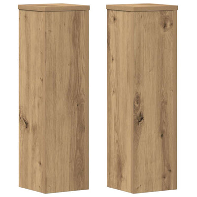 Vidaxxl Pflanzenständer 2 Stück 17x17x60 cm Holz handwerklich eichenfarben gefärbt