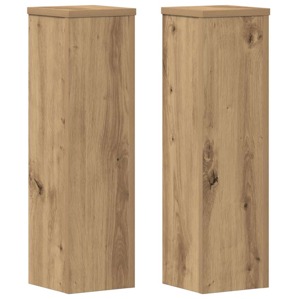 Vidaxxl Pflanzenständer 2 Stück 17x17x60 cm Holz handwerklich eichenfarben gefärbt