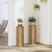 Vidaxxl Pflanzenständer 2 Stück 17x17x60 cm Holz handwerklich eichenfarben gefärbt - afbeelding 1