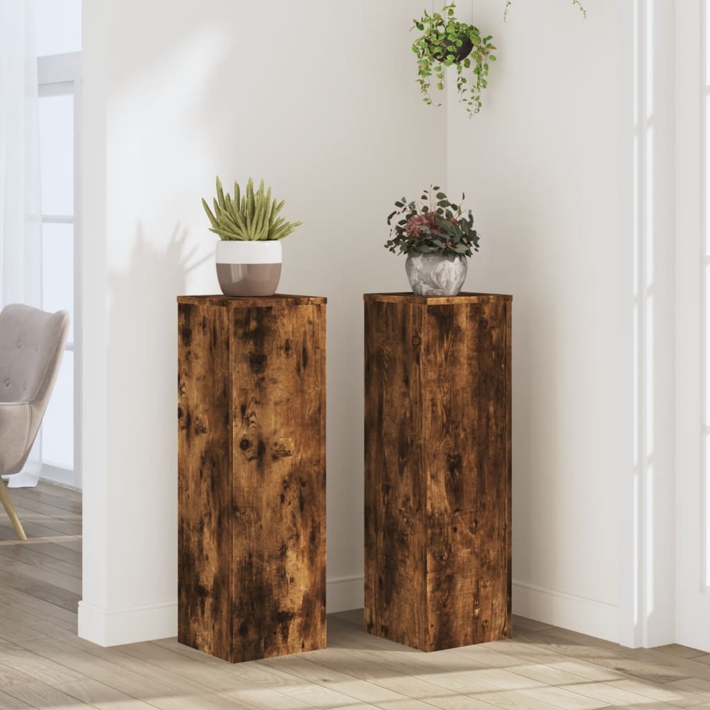 VIDAXL -Pflanzenstandards 2 ST 25x25x80 cm verarbeiteter Holzgeräuchchen -Eiche