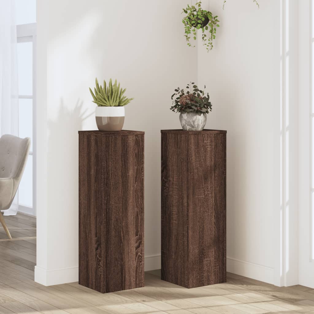 VIDAXL -Pflanzenstandards 2 ST 25x25x80 cm verarbeitete Holzbraune -Eiche