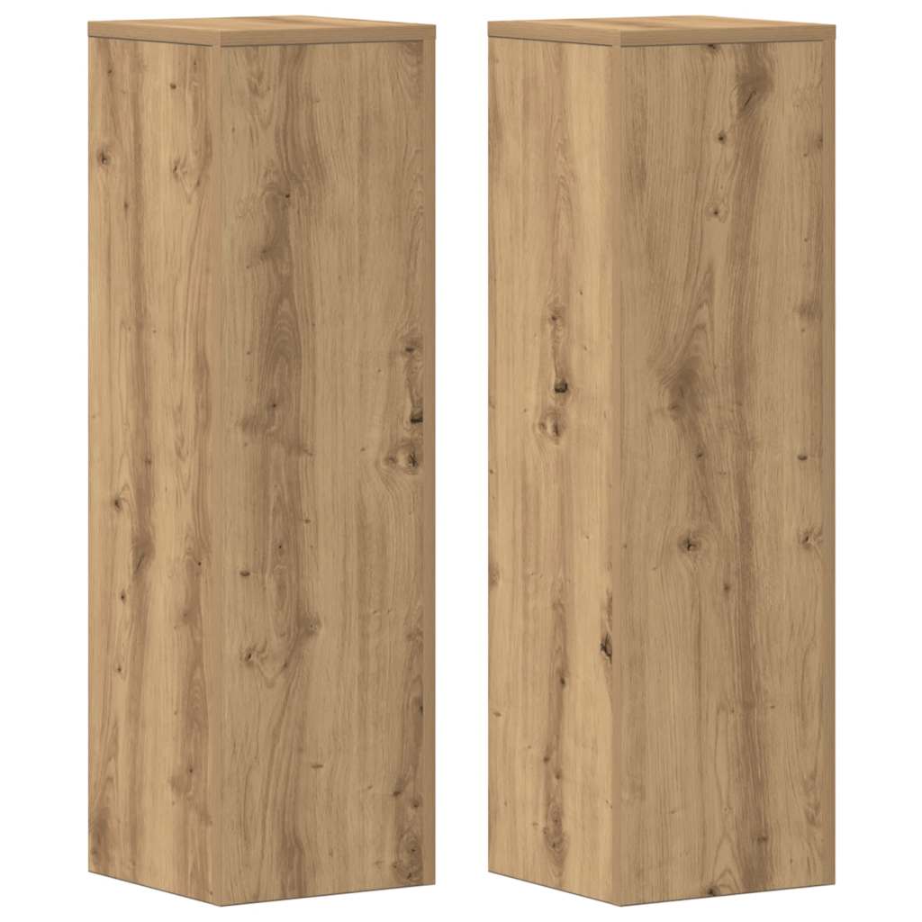 VidaXL Pflanzenständer 2 Stück 25x25x80 cm Holz handwerklich eichenfarben gefärbt