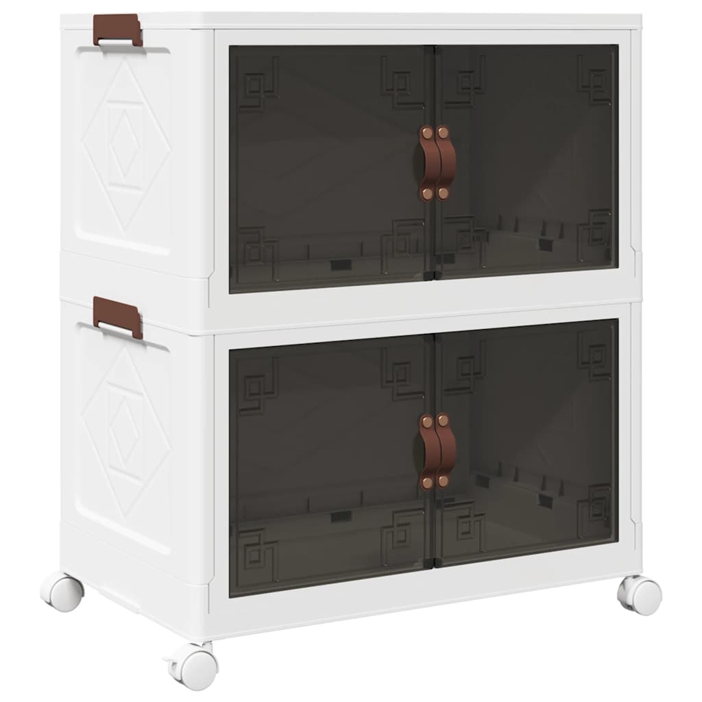 Vidaxl Storage Box Stapelbar mit Rädern 2-layer 75 L 64x40x76 cm