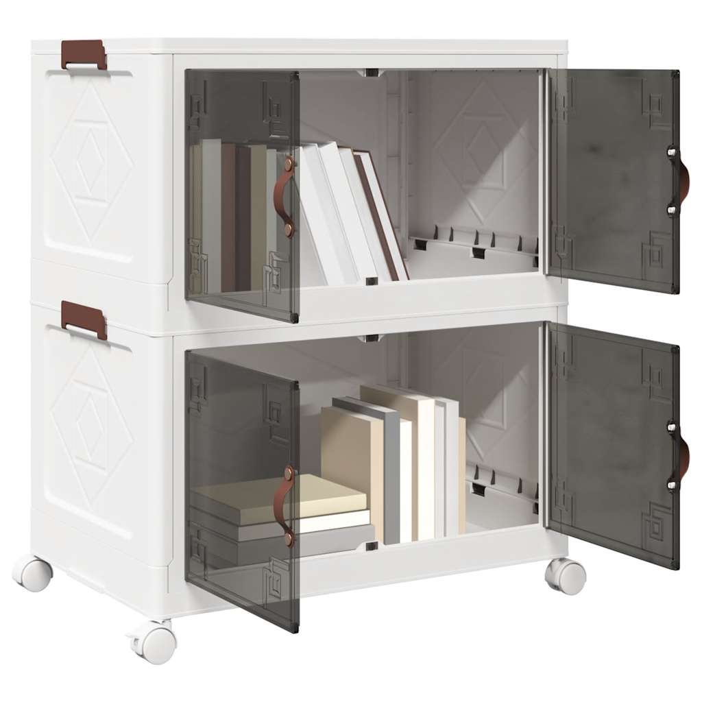 Vidaxl Storage Box Stapelbar mit Rädern 2-layer 75 L 64x40x76 cm