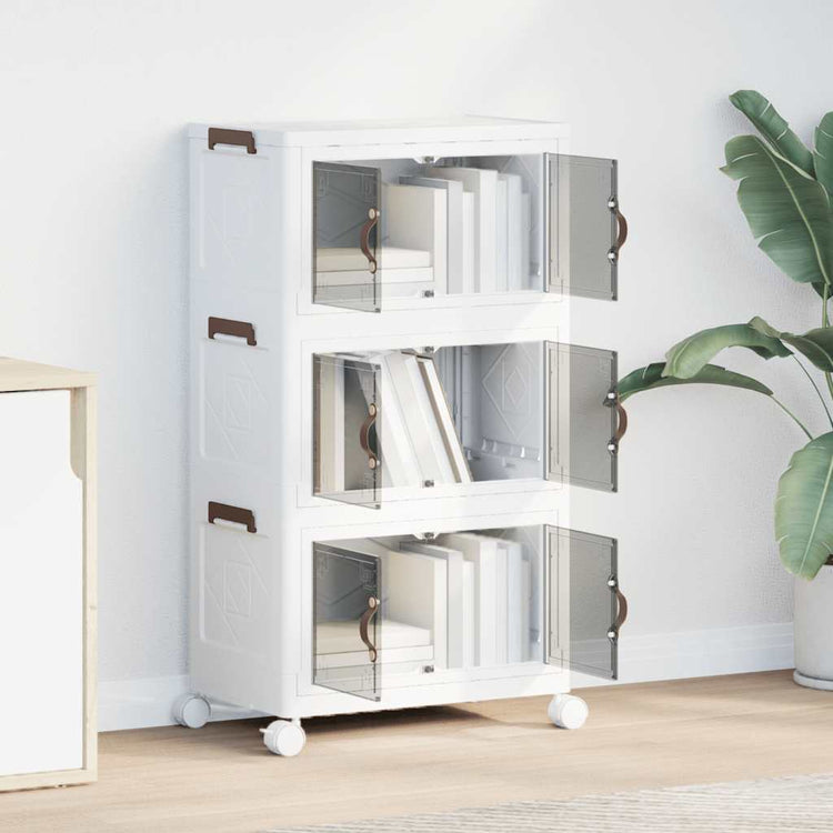 Vidaxl Storage Box Stapelbar mit Rädern 3-layer 28 L 48,5 x 29,5 x 86 cm