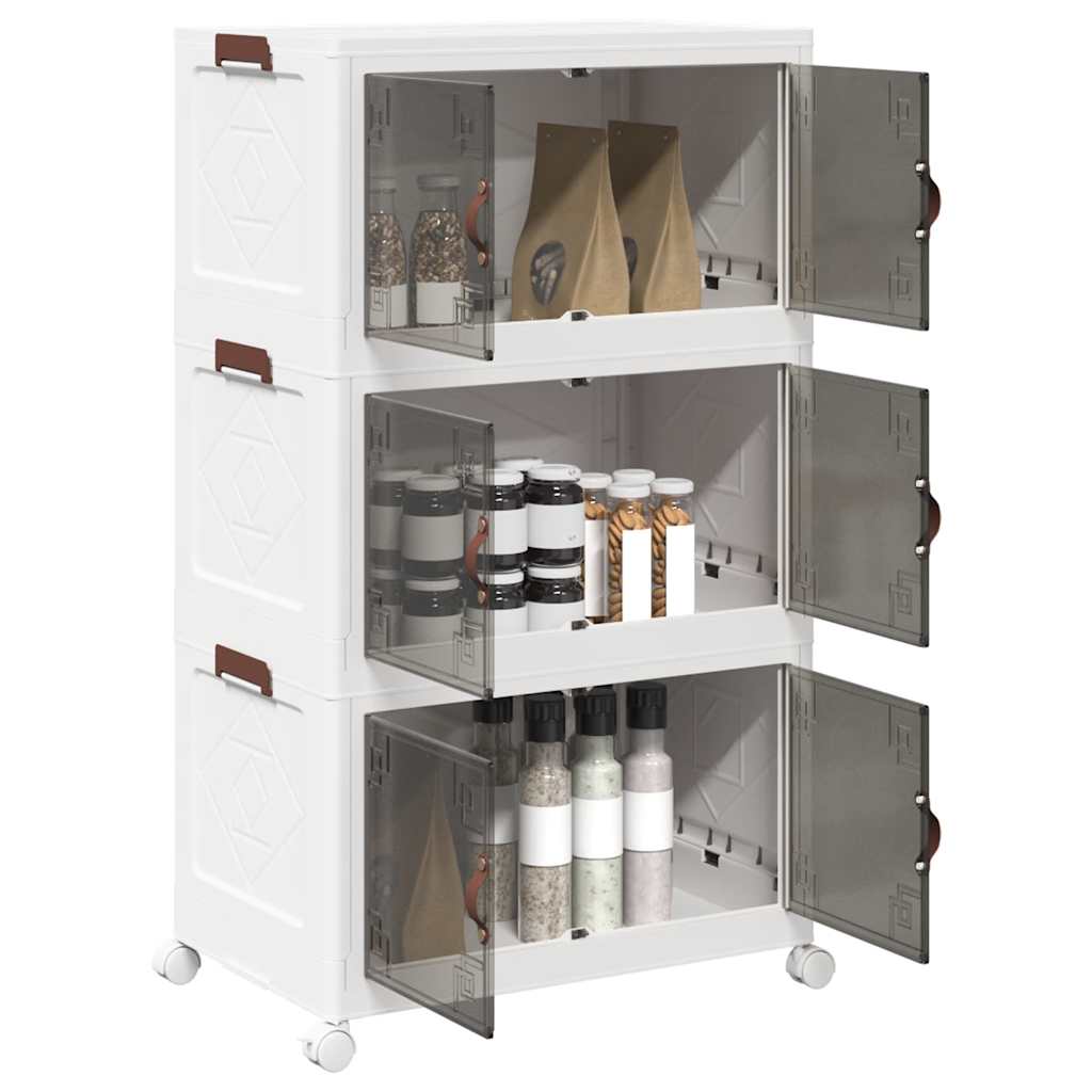Vidaxl Storage Box Stapelbar mit Rädern 3-layer 75 L 64x39.5x110.5 cm
