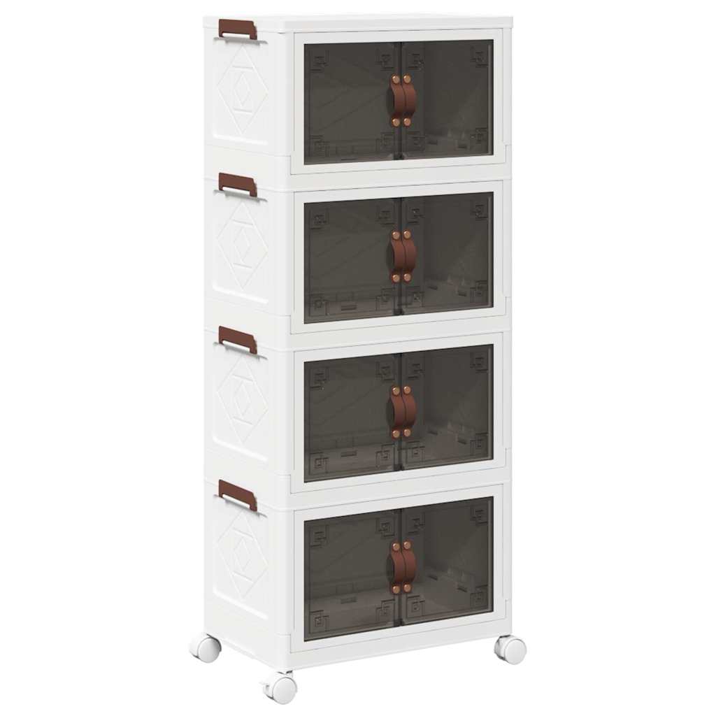 Vidaxl Storage Box Stapelbar mit Rädern 4-Layer 28 L 48x29.5x112.5 cm