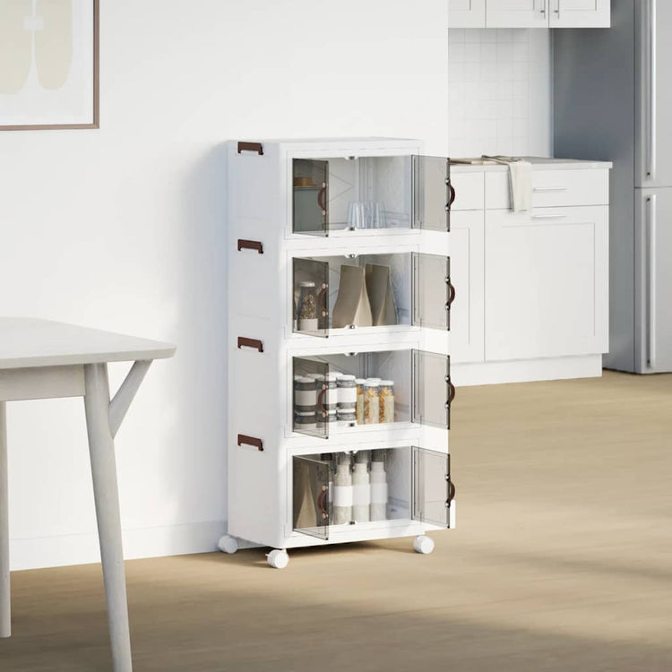 Vidaxl Storage Box Stapelbar mit Rädern 4-Layer 28 L 48x29.5x112.5 cm